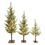 Ensemble de 3 sapins de Noël artificiels préilluminés avec lumières DEL blanc chaud, sapins clairsemés avec bases en métal