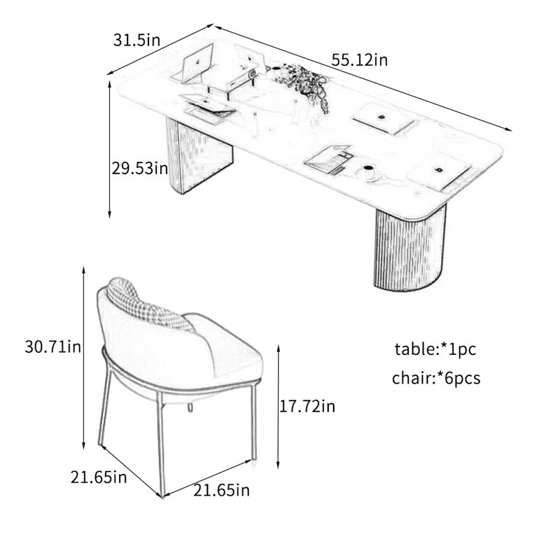 Ensemble de table de salle à manger robuste avec des caractéristiques haut de gamme., H 29,53 po x L 55,12 po x l 31,5 po