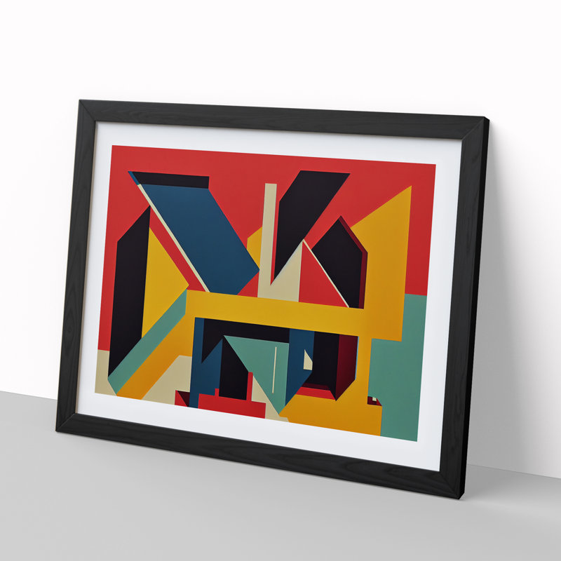Abstract Bauhaus Art Vol.4 - Single Picture Frame Print, 25cm H x 34cm W x 2cm D, Black