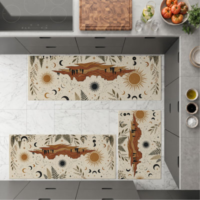 Botanical Sun Non-Slip Washable Kitchen Mats