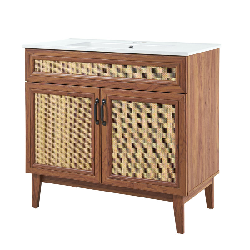 Ensemble de meuble-lavabo simple 36 po Javer, Brun