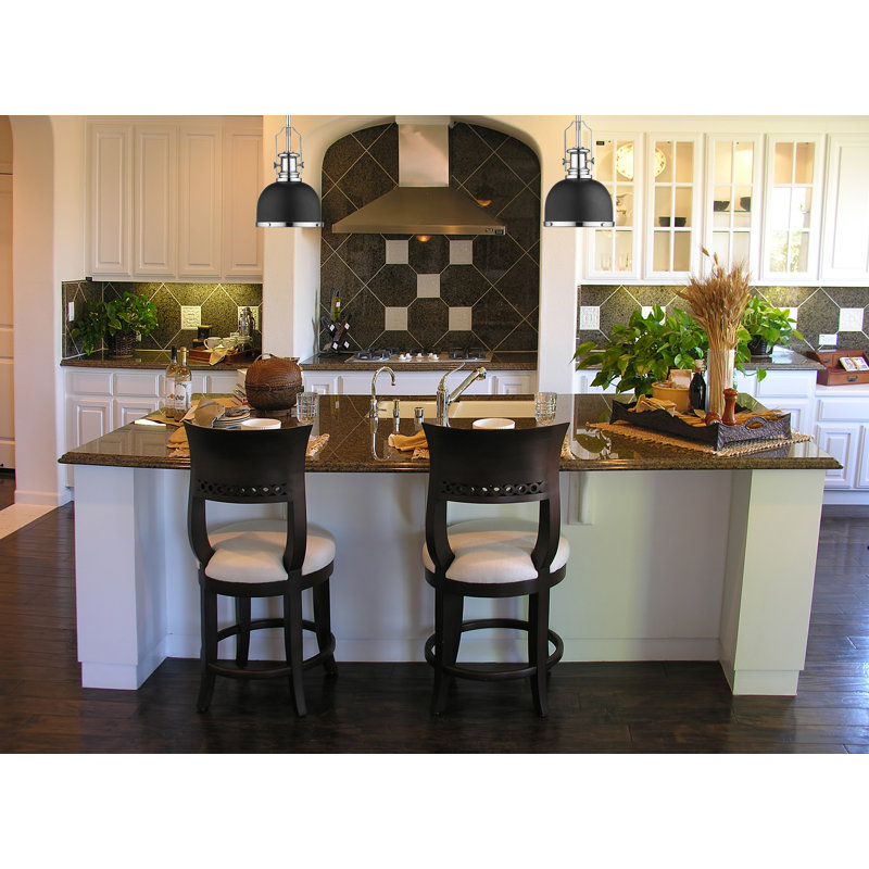 Enola 1 - Light Single Pendant, Matte Black/Chrome