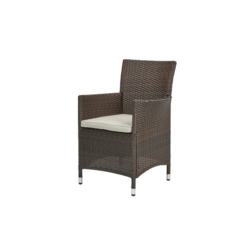 Patio Dining Armchair with Cushion, Brown