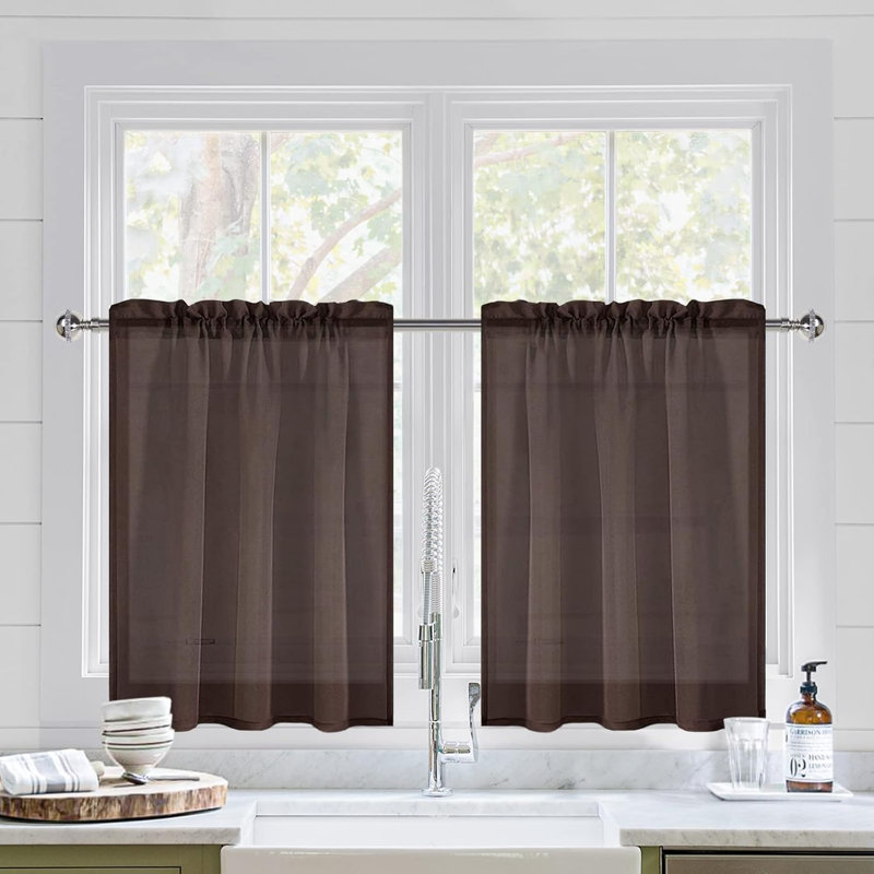 2 Panels White Sheer Curtains, Elegant Rod Pocket Solid Color Window Treatments, Home Decor Voile Sheer Drapes with Light Through for Bedroom/Living Room