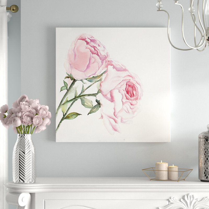 « roses », reproduction de peinture à l’huile sur toile tendue, H 36 po x l 36 po x P 1,5 po