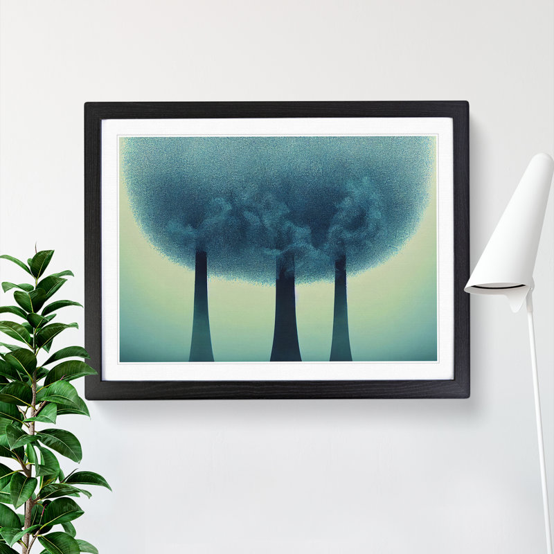 Entrancing Trees Abstract - Single Picture Frame Print, 46cm H x 64cm W x 2cm D, Black