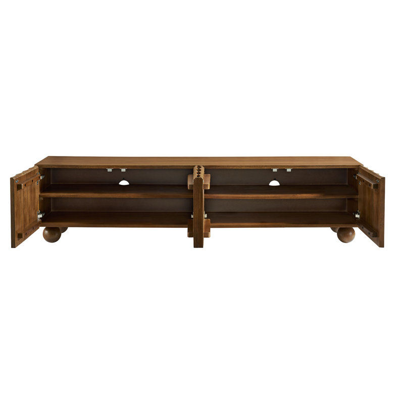 Sorren Scalloped Wood TV Stand, Walnut, 71"