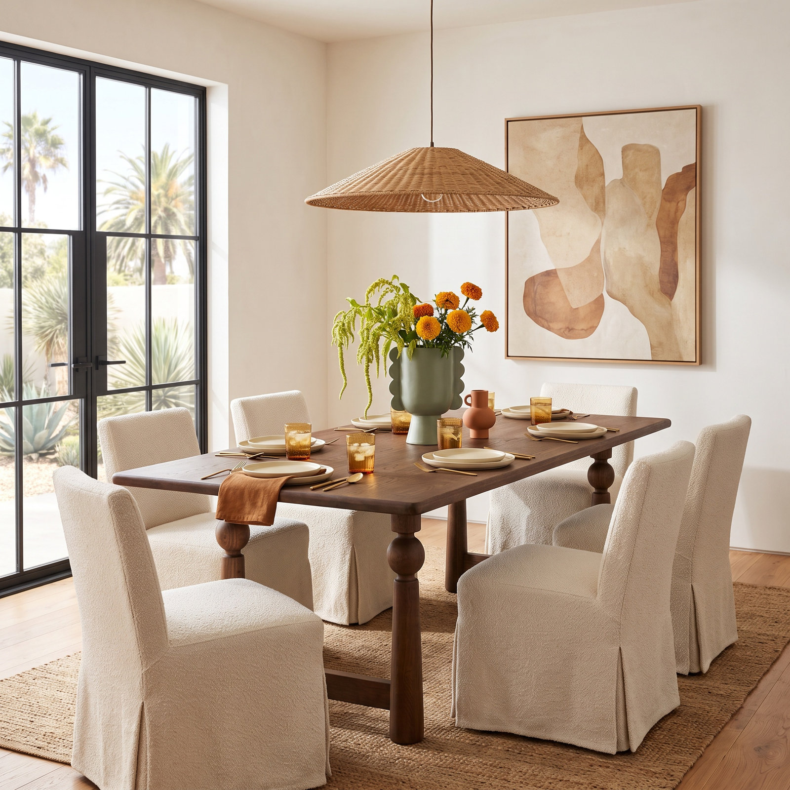 Lyra 90" Mango Dining Table, Brown