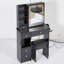 Table de coiffeuse compacte 29,2 pouces avec miroir coulissant à DEL, centrale électrique intégrée et tabouret rembourré pour les petits espaces-1573148563