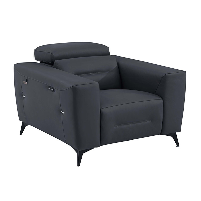 Fauteuil inclinable électrique Eckero, Cuir gris foncé