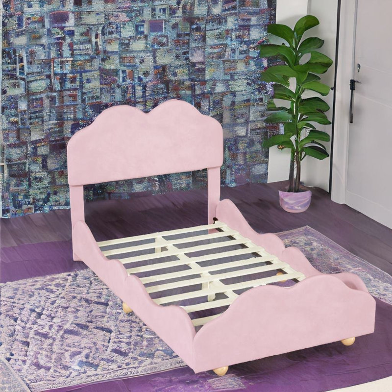 Lit plateforme 39,5 po Naylani, Double, Rose clair