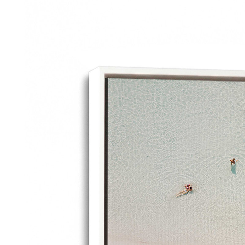 Beach Umbrella Dance Canvas Print, Opaque White Floater Framed, 32.75" H x 48.75" W x 1.75" D