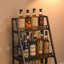 Présentoir à 3 niveaux pour bar à vin, plancher autoportant pour porte-bouteilles de vin whisky, présentoir de bouteilles de vin d'angle polyvalent avec clôtures, brun rétro (brevet en instance)