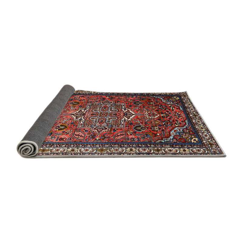 Tapis traditionnel mehroon/noir/crème, Rond 4 pi