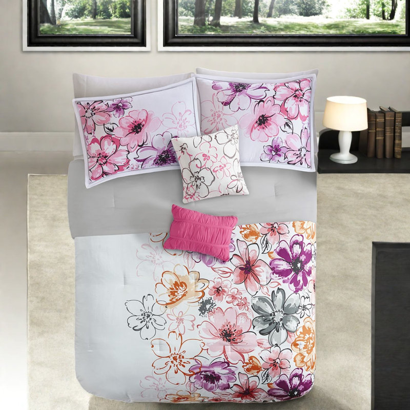 Antimicrobial Bedding Sets, Polyester Twin Floral Comforter, Modern Home