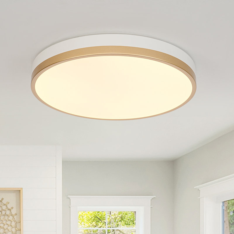 Dual Tone 5 - Segment Dip Switch Dimmable Led Round Flush Mount, Whte/Gold
