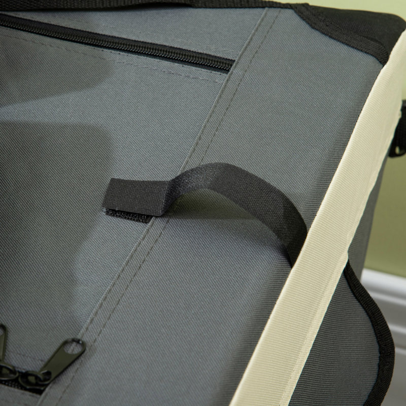 Collapsible Pet Carrier with 3 Doors, Grey, 50cm H x 70cm W x 51cm D