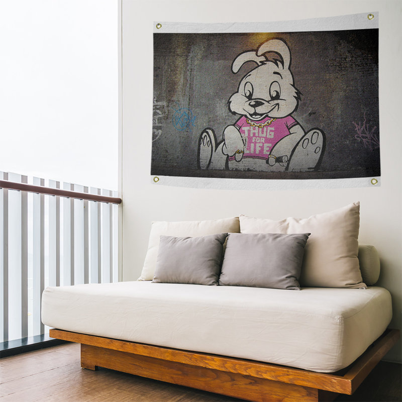 Tapisserie de lapin thug de polyester pour vie, H 50 po x l 59 po x P 1 po