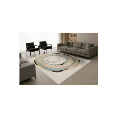 Tapis tissé crème à imprimé tigre Mosso