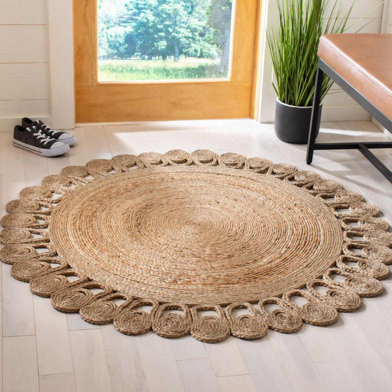 Salacia Natural Fiber Hand Woven Jute Solid Color Rug, Round 10'