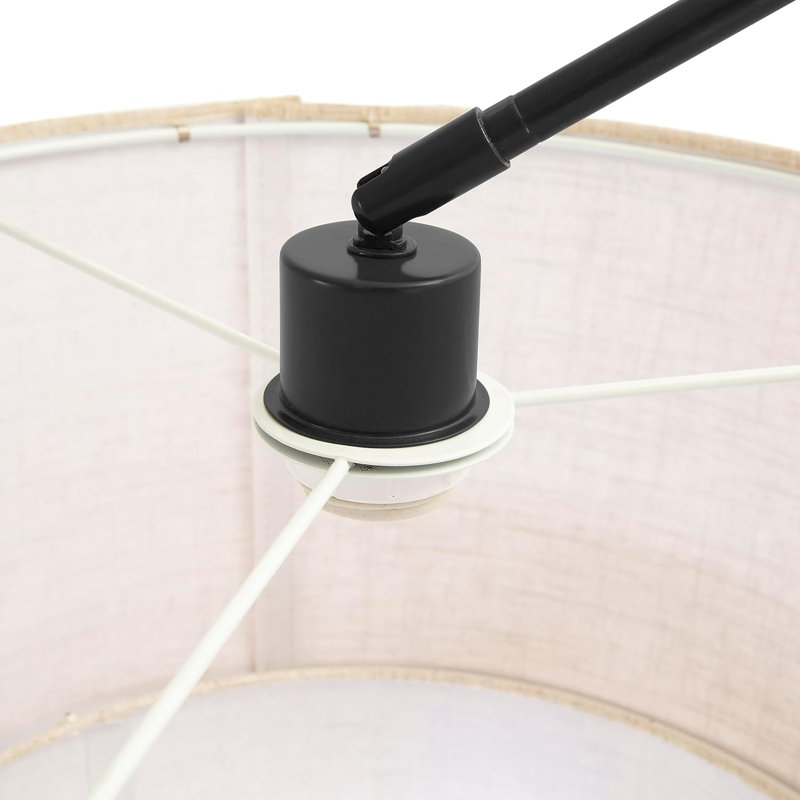 81" Modern Arched Marble Floor Lamp, Tall Drum Shade For Living/Dining/Bedrooms, Beige, Black