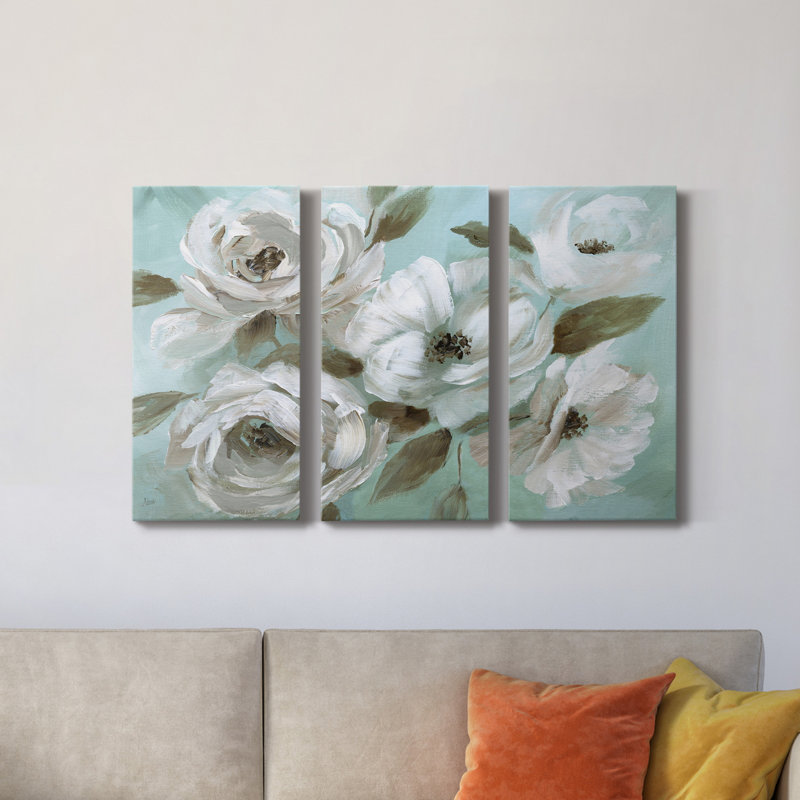 Jade Garden - Ensemble de 3 toiles tendues, H 60 po x l 120 po x P 1 po