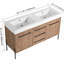 Meuble-lavabo autoportant de 60 po avec lavabo double en résine blanche et 2 portes d'armoire à fermeture en douceur et 3 tiroirs ((KD-PACKING)