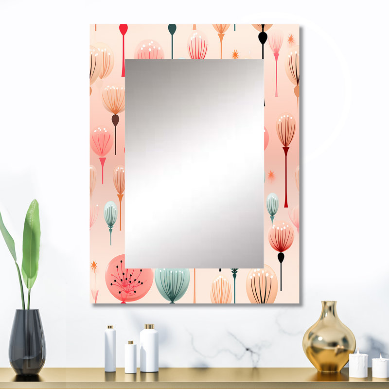 Pastel rose glamour bougie - grand miroir mural abstrait, miroir unique moderne, art imprimé en métal, 32 po x 24 po
