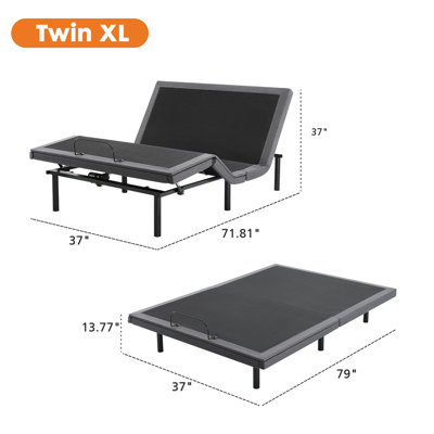 Twin XL Black Adjustable Bed Base with Wireless Remote, Head and Foot Incline