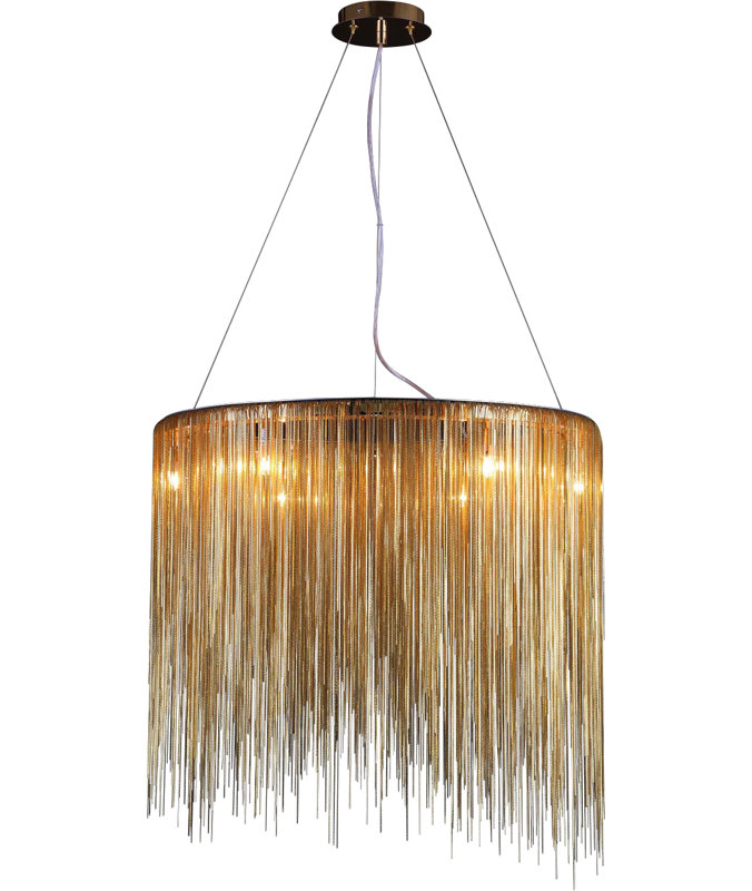 Lustre cylindrique unique à 8 lumières Brendis, Or