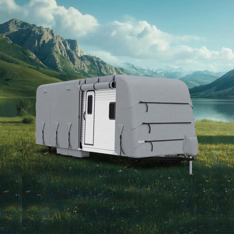 RV Travel Trailer Cover, Waterproof/UV Resistant/Rip-Stop Cover, 108" H x 105" W x 360" D