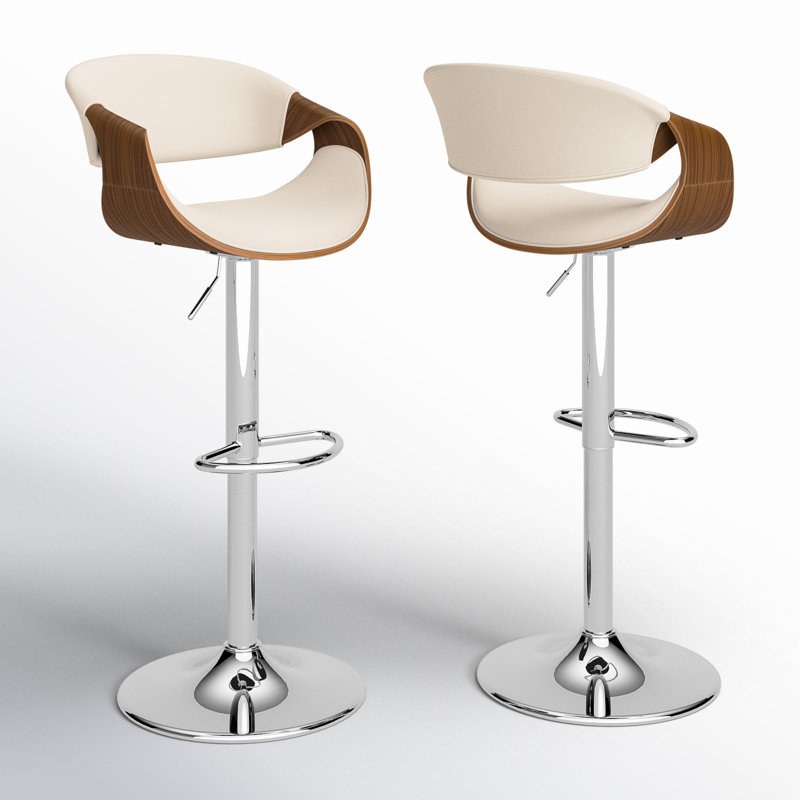 Archaimbaud Swivel Upholstered Adjustable Height Counter Stool with Metal Frame