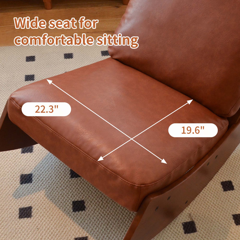 Fauteuil à bascule confortable avec structure en bois massif pour se détendre à la maison, Similicuir brun