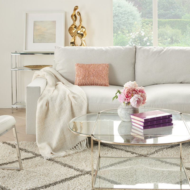 Sequined Cotton Throw Pillow, Blush