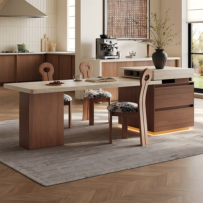 Table pour îlot de cuisine en granite de style français 106,3 po, H 35,43 po x l 106,3 po x P 31,5 po