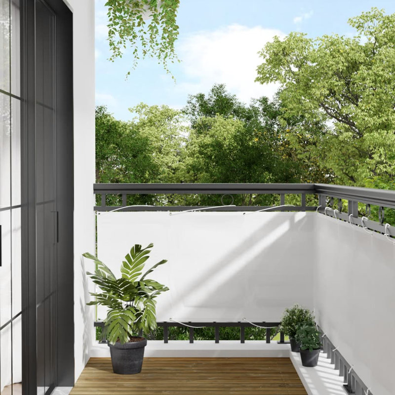Dakota Fields Balcony Screen 100% Polyester Oxford, White, 800cm H x 75cm W