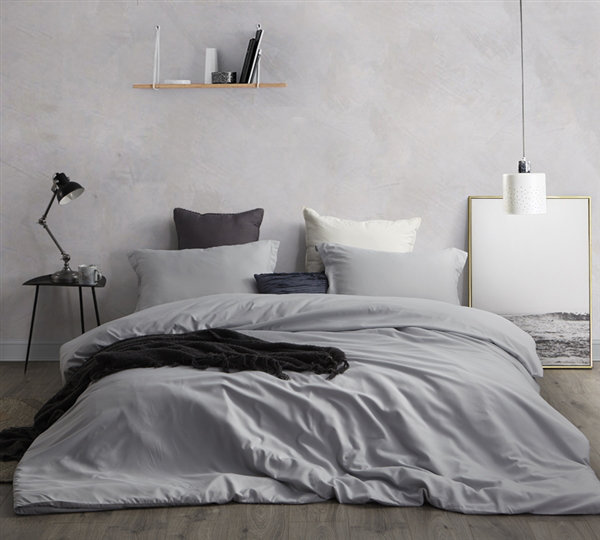 Glacier Light Gray Soft Duvet Cover Set, King Duvet Cover + 2 King Shams