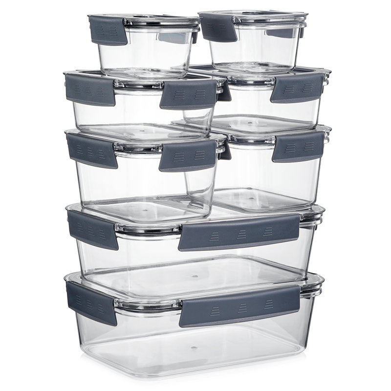 16 Airtight BPA-Free Clear Plastic Food Containers with Lids