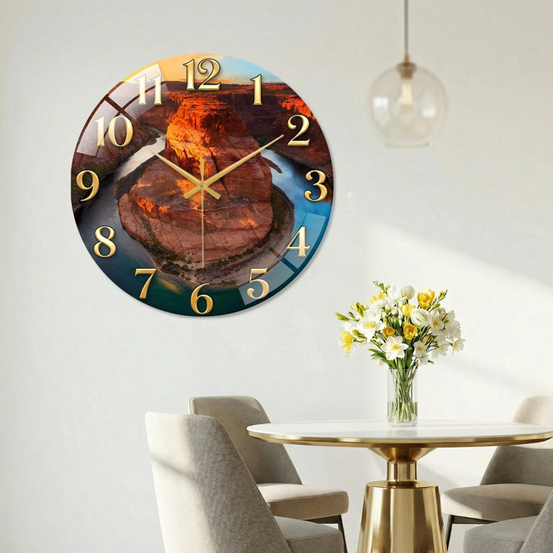 Horloge murale en verre Canyon, 60 x 60 cm (23,6 x 23,6 pouces)