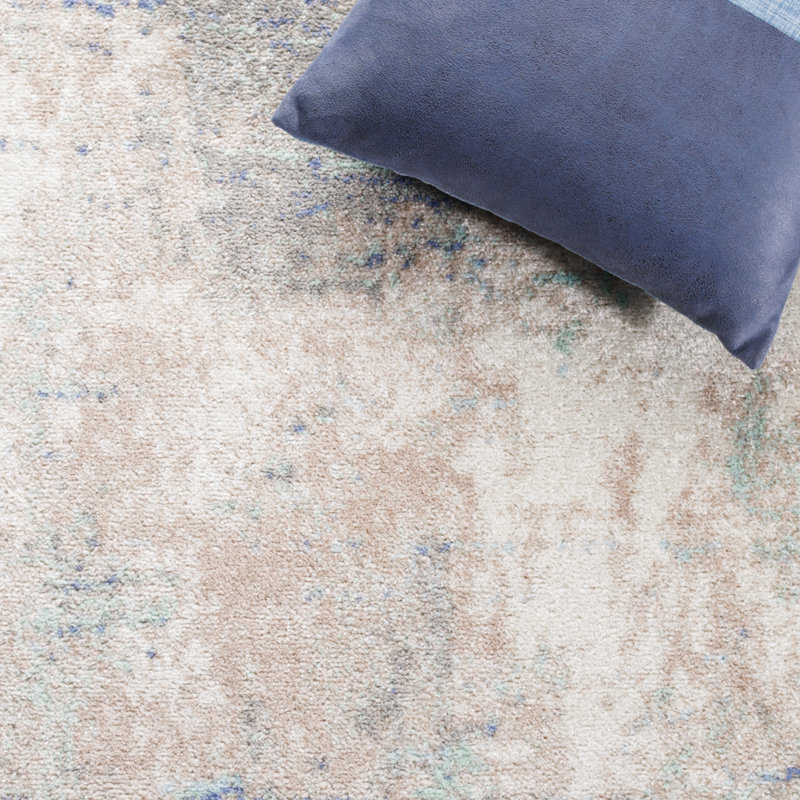 Tapis Strasser 504 en beige / gris-bleu, Rectangle 5 pi 5 po x 7 pi 7 po
