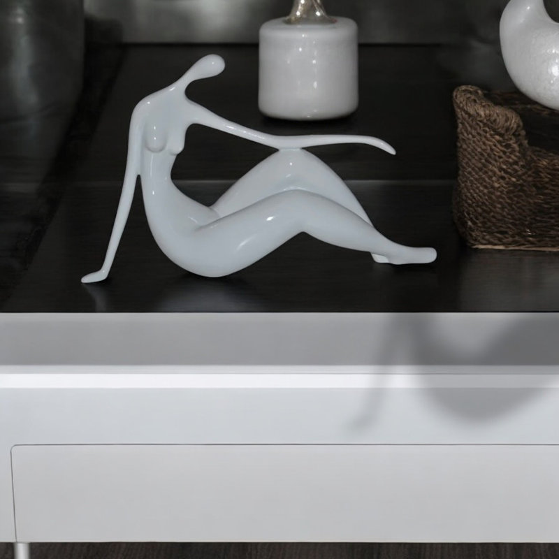 Women on the Beach Resin Statue - Amana Contemporary Modern Art Design for Home, 28"L x 8"W x 16"H, White