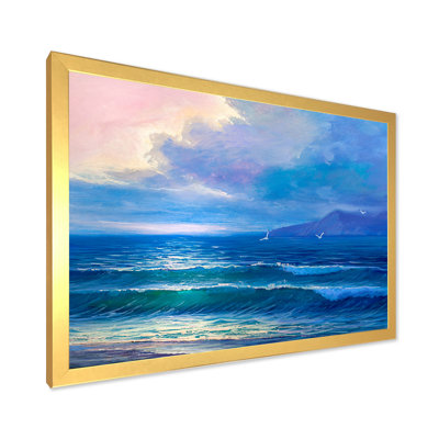 " Morning Sunlight On The Sea Waves I " Painting Print