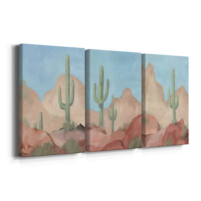 Sunny Saguaro I - Toile tendue avec châssis sur mesure - 3 pièces