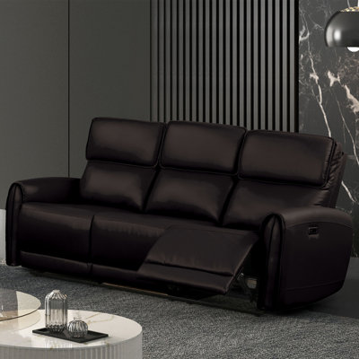 81" W Contemporary Power Sofa, Black