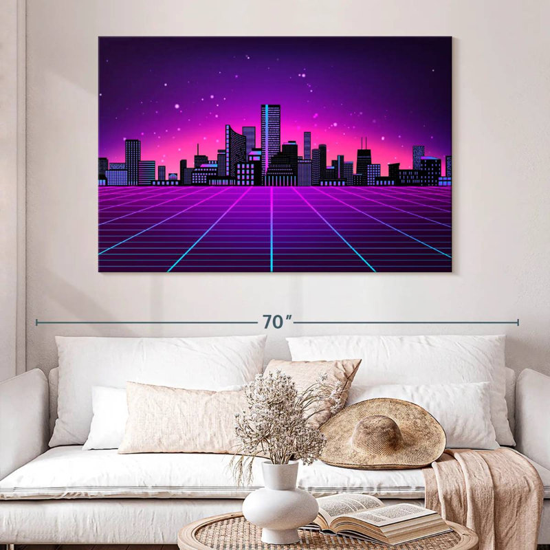 Paysage urbain rétro Sireci, H 20 po x l 30 po