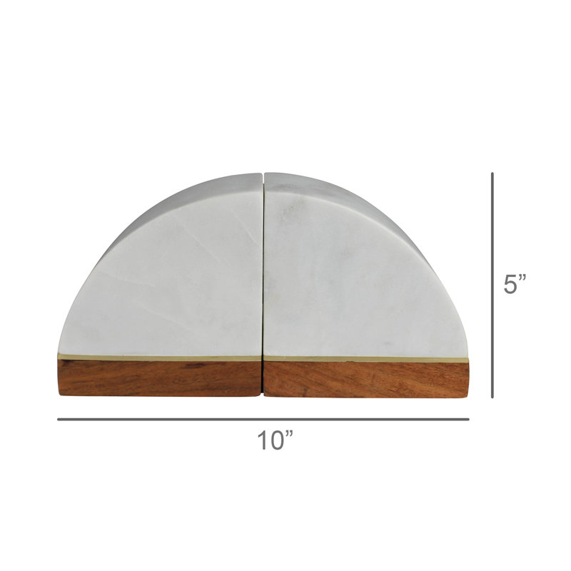 Nova Marble Bookend With Wood Base