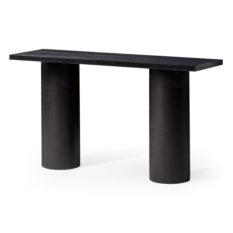 Lana Black Solid Wood Console Table with Cylindrical Legs