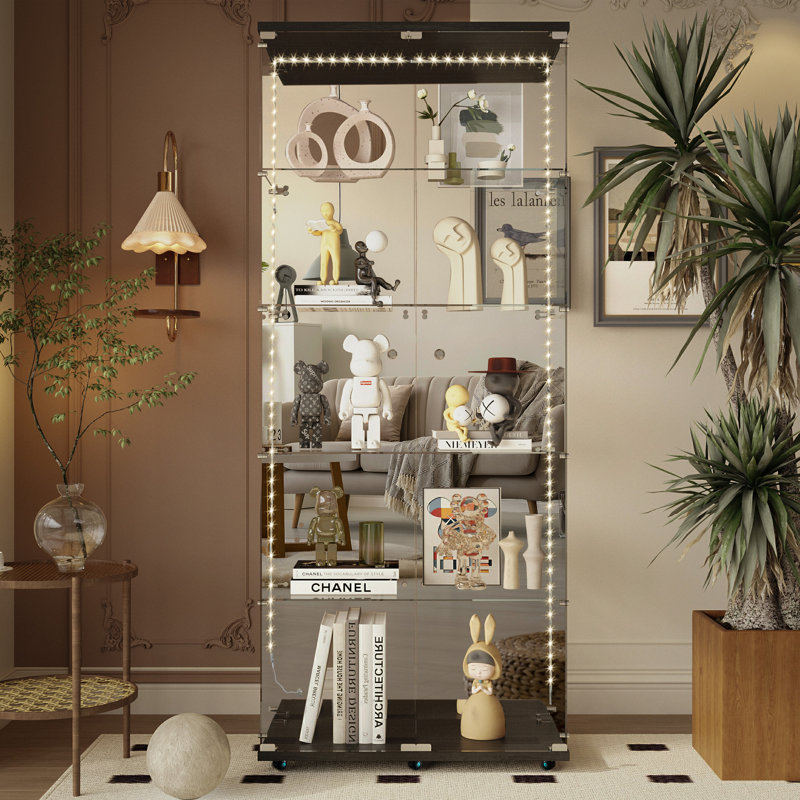 Tempered Glass Display Cabinet, Black
