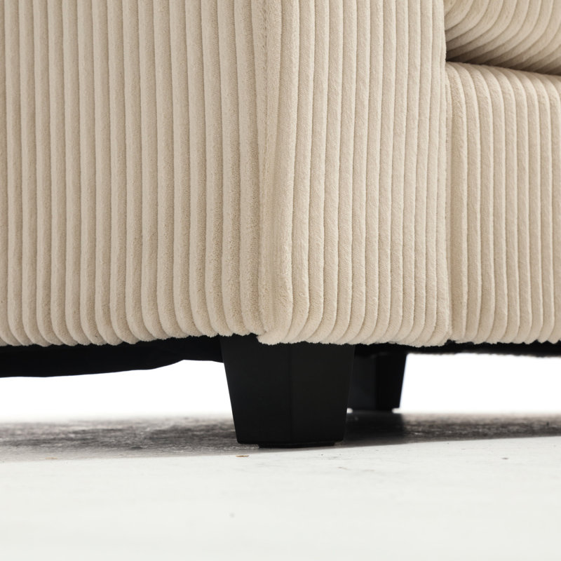 Canapé modulaire surdimensionné en velours côtelé beige - et confortable, avec coussins amovibles et coussins hauts en mousse