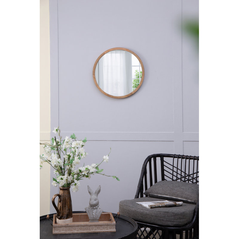 Miroir mural 20 "x 20" avec cadre en bois, Brun